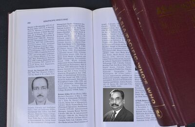 'Asia Pacific Who's Who' appreciated the contribution as professional and featured in their 1999 volume. The volume presented the Outline-Biographies of Personalities. Published by Rifacimento International.