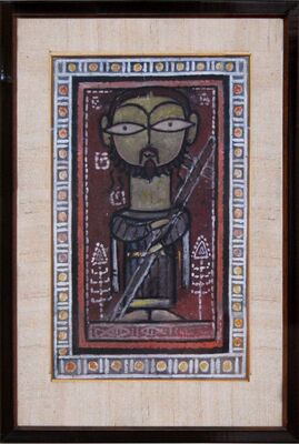 Christ with Cross. From the Christ Series. 1940. Jamini Roy. Tempera on Board.