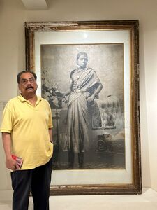 with a singular large frame of a Lady from Chennai in her own home taken by Tohfe Photographer, sometimes in 1890. MAP. Bangalore. May 2023.