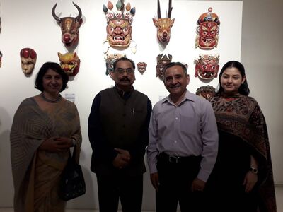 With GOC in Eastern Command, Anil Chauhan and his spouse Anupama and daughter. Mask Presentation. April 2021.