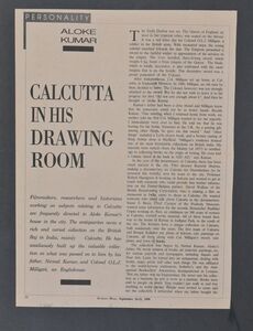 Calcutta in His Drawing Room | Interview — Aloke Kumar | Sunday Mail - September 1990 - Page 1