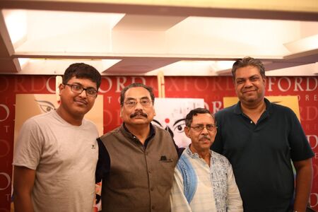 With Members of the Panel. From Left — Kaushik Majumdar, Author & Agro-Scientist; Prof. Aloke Kumar; Haripada Bhowmik, Food Historian, Researcher & Autor; Indrajit Lahiri, Food Blogger
