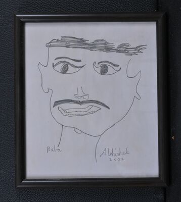 Sketch/Drawing/Cartoon of Prof. Aloke Kumar by Abhishek Kumar. My son. Age 7. 2002