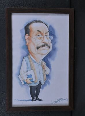 Sketch/Drawing/Cartoon of Prof. Aloke Kumar by Soumyadip Sinha. Designer Indian Express. 2017