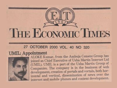 Usha Martin Appointment News of Aloke Kumar in Economic Times
