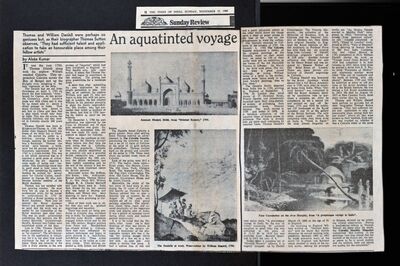 'An Aquatinted Voyage' - Story of the Daniells | Published in the Times of India - Sunday 23rd November, 1986
