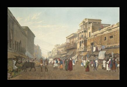 A view in the Bazaar leading to the Chitpore Road | James Baillie Fraser, 1826